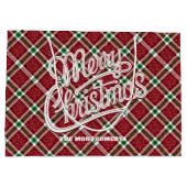 Sparkly Christmas Plaid ラージペーパーバッグ (裏面)