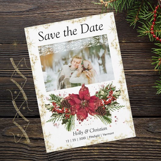 Sparkly Christmas Save the Date Wedding Cards セーブザデート