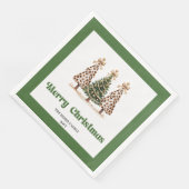 Sparkly Christmas Tree Leopard Print Dinner Napkin (コーナー)