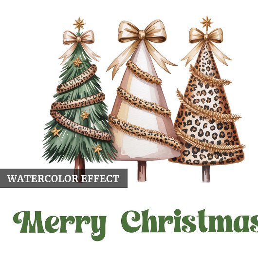 Sparkly Christmas Tree Leopard Print Dinner Napkin