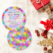 Sparkly Colorful Simple Christmas Dinner Party 招待状
