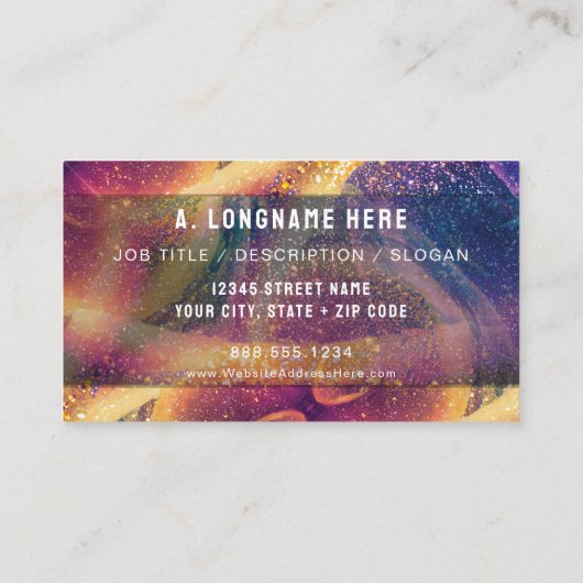 Sparkly Cosmic Galaxy Artisan Company Logo  名刺 (裏面)