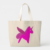 Sparkly fuchsia unicorn glitter pegasus ラージトートバッグ (裏面)