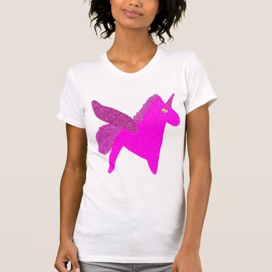 Sparkly fuchsia unicorn glitter pegasus tシャツ (正面)