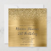 Sparkly Glitter Gold Foil 21st Birthday 招待状 (正面)