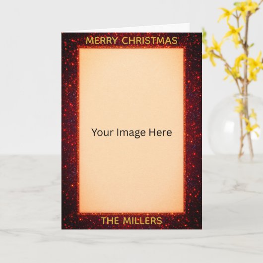 Sparkly Glittery Look Custom Photo/Text  カード (黄色い花)