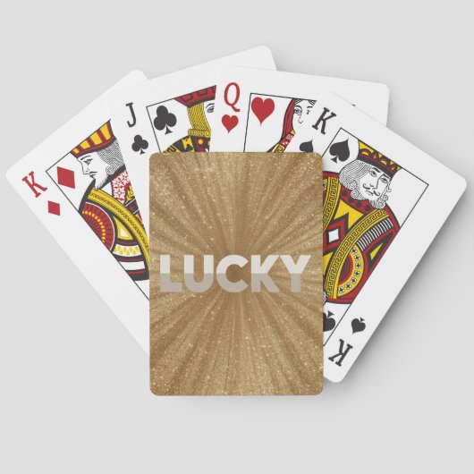 Sparkly Gold Glitter Lucky Card Deck トランプ (裏面)