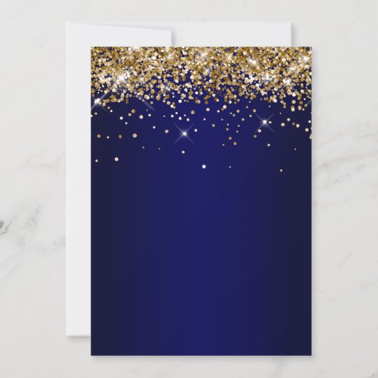 Sparkly Gold Glitter Navy Gradient 50th Birthday 招待状 (裏面)