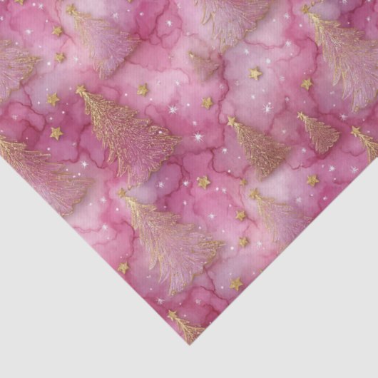 Sparkly Gold Holiday Tree on Pink 薄葉紙 (詳細)