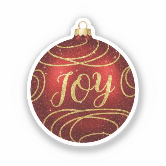 Sparkly JOY Christmas Ornament Holiday Message シール (正面)