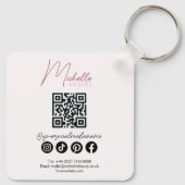 Sparkly Lashes Pink Glitter Confetti Makeup QR キーホルダー (裏面)