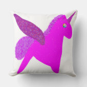 Sparkly magenta unicorn glitter pegasus クッション (正面)