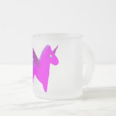 Sparkly magenta unicorn glitter pegasus フロストグラスマグカップ (正面右)