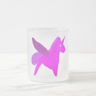 Sparkly magenta unicorn glitter pegasus フロストグラスマグカップ