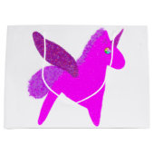 Sparkly magenta unicorn glitter pegasus ラージペーパーバッグ (正面)