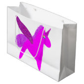 Sparkly magenta unicorn glitter pegasus ラージペーパーバッグ (正面アングル)