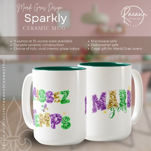 Sparkly Mardi Gras Design Ceramic Mug ツートーンマグカップ