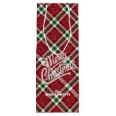 Sparkly Merry Christmas Plaid ワインギフトバッグ (裏面)