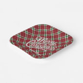 Sparkly Merry Christmas Plaid Square ペーパープレート (傾斜あり)