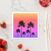 Sparkly Palm Trees Gradient Sunset スタンダードカクテルナプキン (インサイチュ)