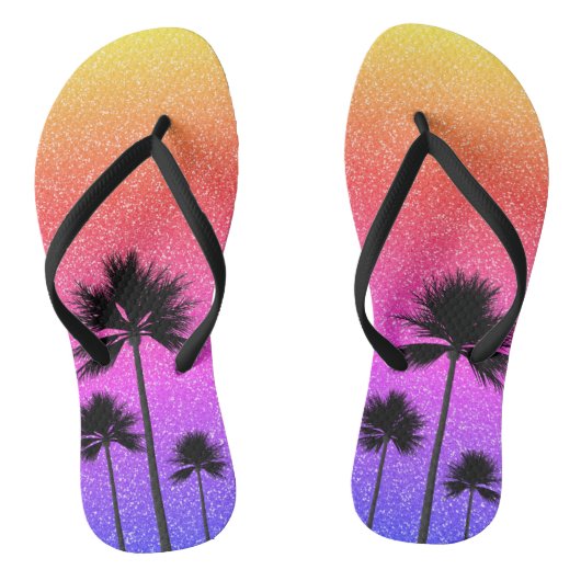 Sparkly Palm Trees Gradient Sunset ビーチサンダル (ソール)