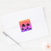 Sparkly Palm Trees Gradient Sunset Personalised スクエアシール (封筒)