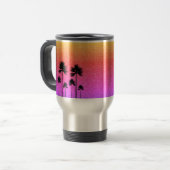Sparkly Palm Trees Gradient Sunset Personalised トラベルマグ (正面左)