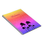 Sparkly Palm Trees Gradient Sunset Personalised ノートブック (右側)