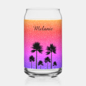 Sparkly Palm Trees Personalised ガラス缶 (正面)
