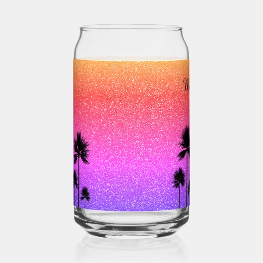 Sparkly Palm Trees Personalised ガラス缶 (右)