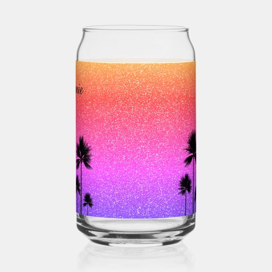 Sparkly Palm Trees Personalised ガラス缶 (左)