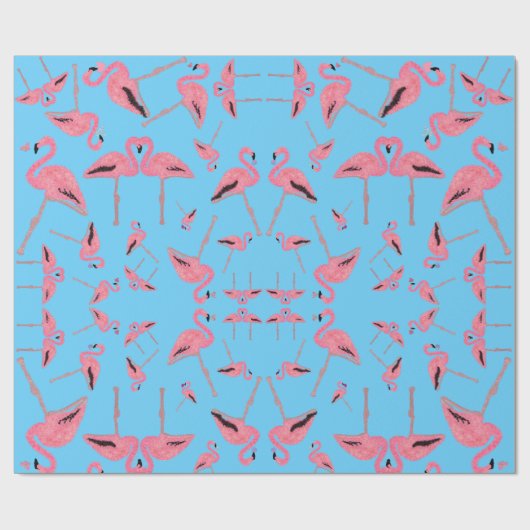 Sparkly pink flamingo glitter heart ラッピングペーパー (フラット)