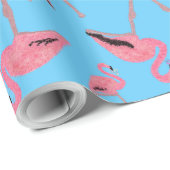 Sparkly pink flamingo glitter heart ラッピングペーパー (ロールコーナー)