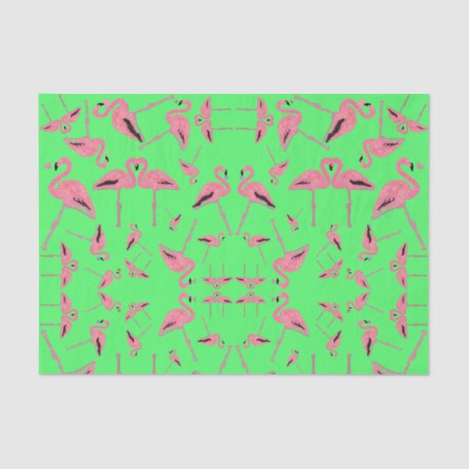 Sparkly pink flamingo glitter heart 薄葉紙 (正面)