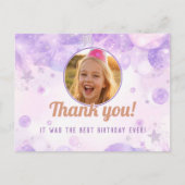 Sparkly Purple Photo Girls Birthday Party ポストカード (正面)