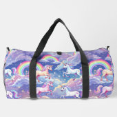 Sparkly rainbow and unicorns on clouds ダッフルバッグ (裏面)