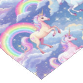 Sparkly rainbow and unicorns on clouds テーブルクロス (アングル)