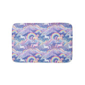 Sparkly rainbow and unicorns on clouds バスマット (正面)