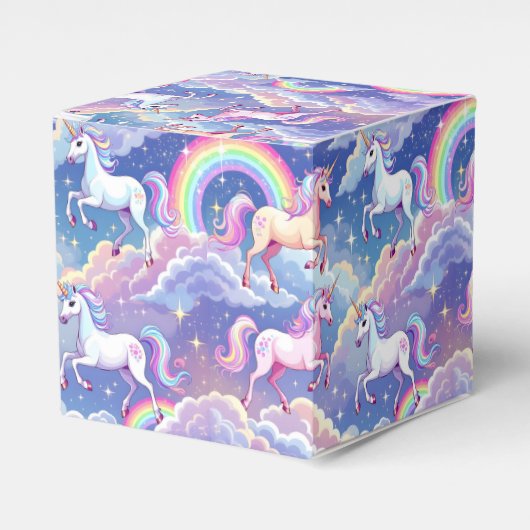 Sparkly rainbow and unicorns on clouds フェイバーボックス (正面サイド)