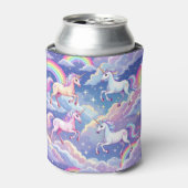 Sparkly rainbow and unicorns on clouds 缶クーラー (缶正面)