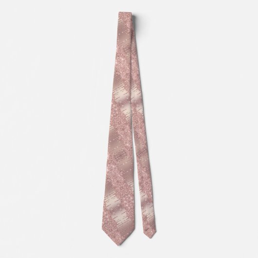 Sparkly Rose Gold Blush Glitter Neck Tie ネクタイ (正面)