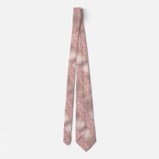 Sparkly Rose Gold Blush Glitter Neck Tie ネクタイ (裏面)