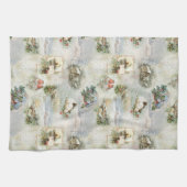 Sparkly Rustic Christmas Winter Scenes Collage キッチンタオル (横)