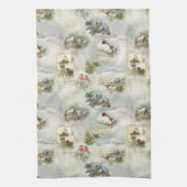 Sparkly Rustic Christmas Winter Scenes Collage キッチンタオル (縦)