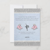 Sparkly Silver Glitter Ice Skating Birthday サンキューカード (正面)