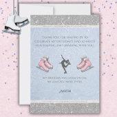 Sparkly Silver Glitter Ice Skating Birthday サンキューカード