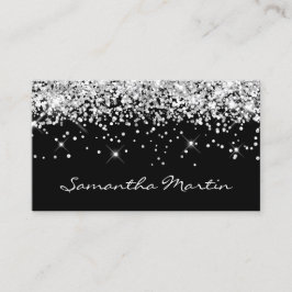 Sparkly Silver Glitter on Black 名刺