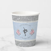 Sparkly Silver Icy Blue Figure Skater Birthday 紙コップ (正面)