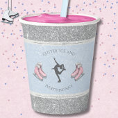 Sparkly Silver Icy Blue Figure Skater Birthday 紙コップ