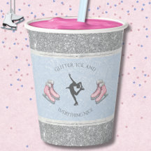 Sparkly Silver Icy Blue Figure Skater Birthday